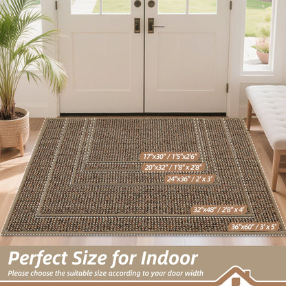 BEQHAUSE Dirt Trapper Door Mat 20" x 32", Non-Slip Washable Doormats Entrance Mat, Dirt Resistant and Absorbent Welcome Mat, Low Profile Floor Mats for Front Back Door and Entryway, Beige