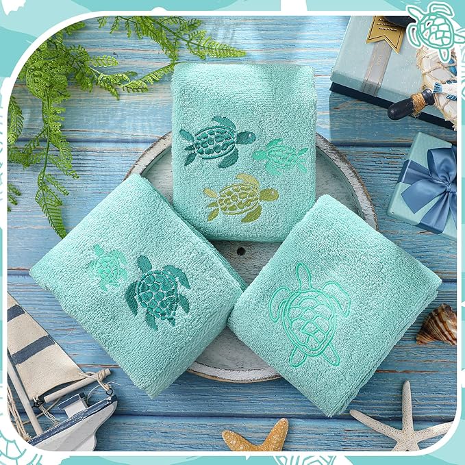 3 Pack Sea Turtle Coastal Hand Towels