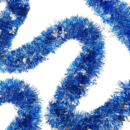MARFOREVER Blue Snowflake Tinsel Garland Winter Wonderland Decorations, Winter Metallic Twist Garland for Winter Holidays New Year Weddings Party Home Wall Classroom Hanging Decor, 3 Pcs 19.7 FT