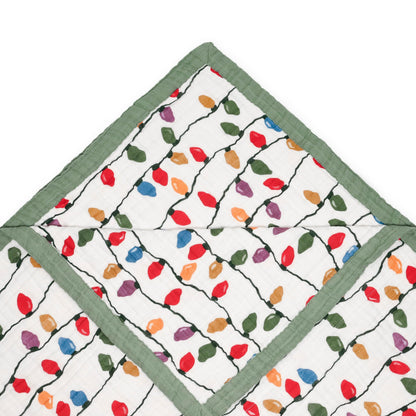 Little Unicorn Christmas Bulbs Cotton Muslin Quilt X-Large Blanket | 100% Cotton | Super Soft | Toddlers and Adults | 60"x72" | Unisex
