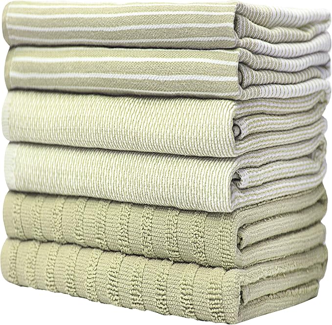 Premium Kitchen Towels | Large Cotton Dish Towels | Flat & Terry Highly