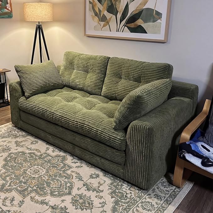 Homkdom Convertible Loveseat Sleeper, Space-Saving Folding Sofa Bed