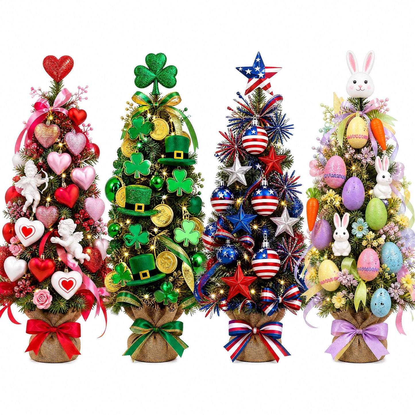 Chicmount 100 Pcs 4th of July Tree Decorations Set Plastic July 4th Patriotic Hanging Ornaments Independence Days Patriotic Star for Home Wedding Dinner Gifts Table Tiered Tray Decor
