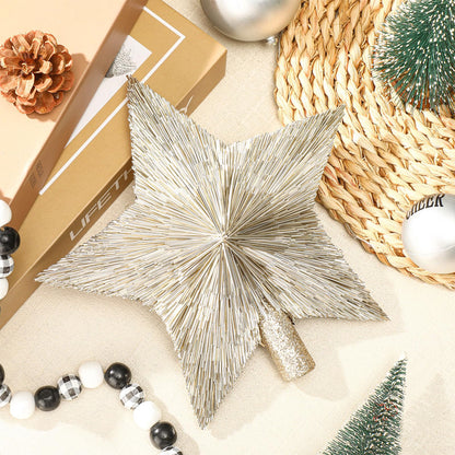 Threehoney 8.3 Inches Christmas Star Tree Topper Glitter Mini Sisal Star for Christmas Small Xmas Tree Top Decoration Ornament for Home Xmas Holiday Gift Decor(Champagne Gold)