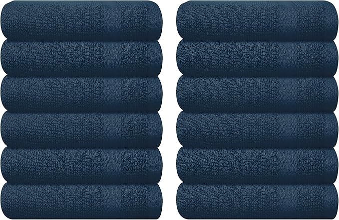 GLAMBURG Ultra Soft 12-Piece Washcloths Set 13x13-100% Ringspun Cotton
