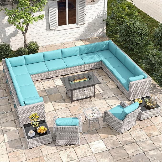 14-Seat Outdoor Wicker Patio Furniture Set