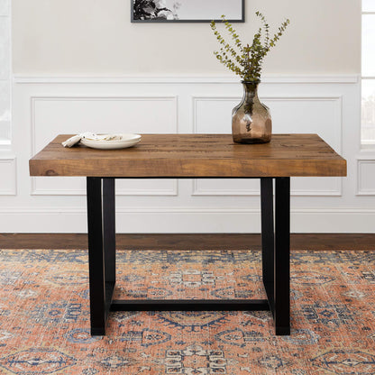 Walker Edison Durango Distressed Solid Wood Dining Table, 52 Inch, Rustic Oak