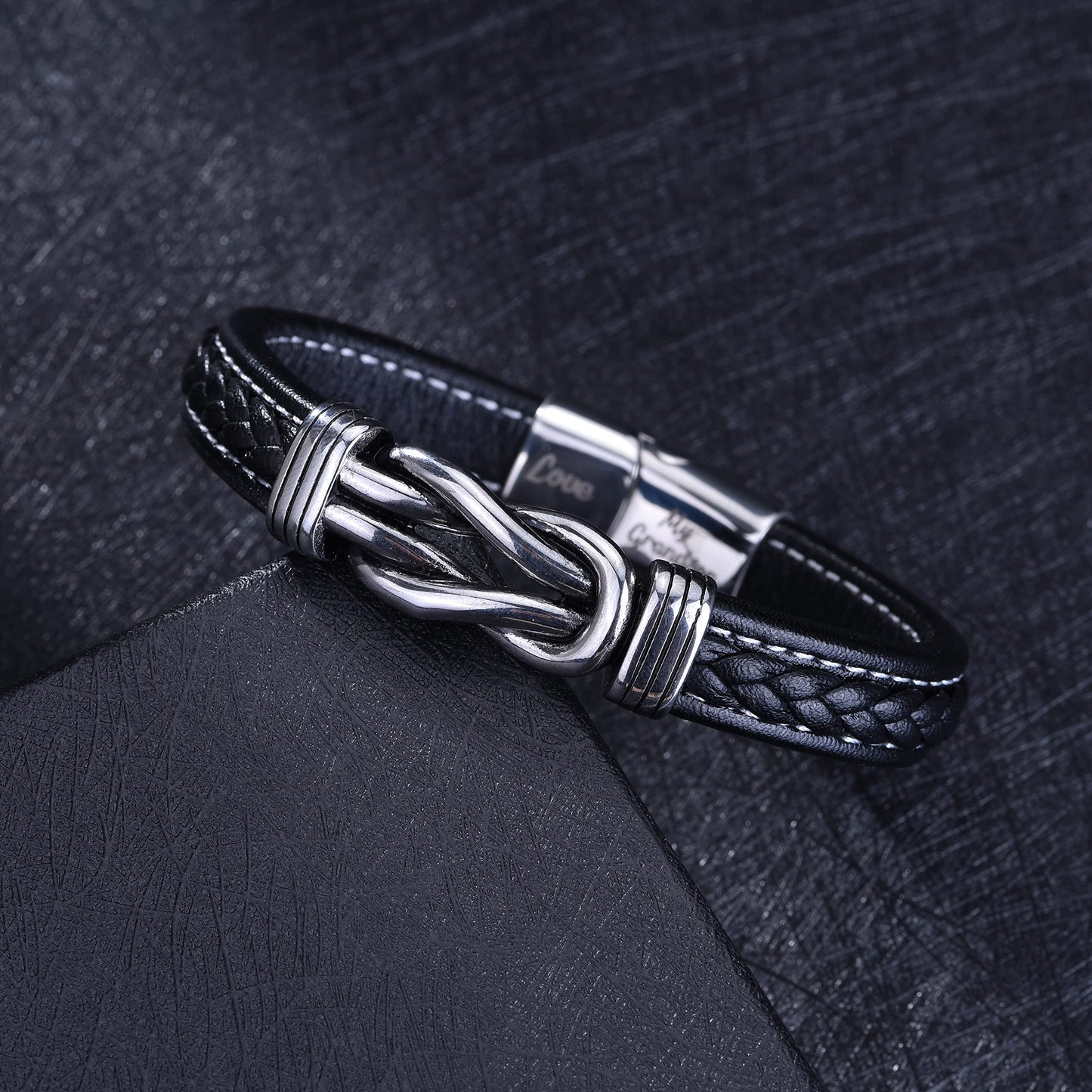 To My Grandson Bracelet,braided leather bracelet for Grandson Bracelet Gift for Grandson From Grandma Grandpa