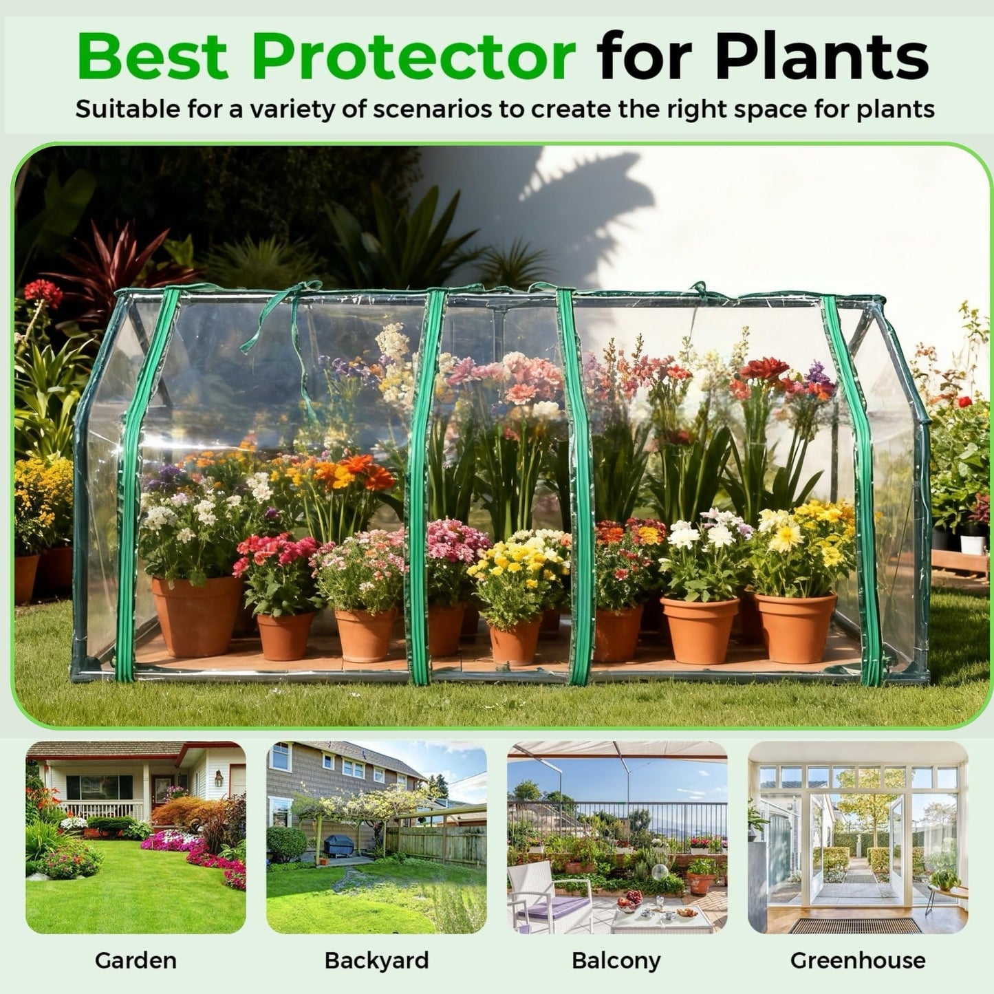 ZSYWODFO 4x2ft Raised Garden Bed with Greenhouse Cover,Wooden Planter Box with Clear PVC Cover & Dual Roll-Up Windows,Outdoor Elevated Garden Box for Vegetables/Herbs/Flowers,Patio,Balcony,Backyard