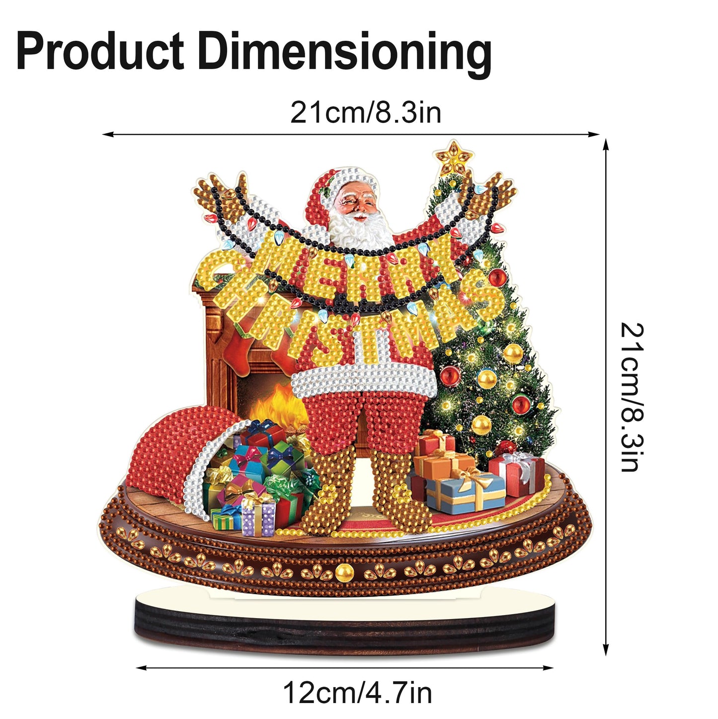 MVVMTOP Christmas Diamond Art Tabletop Decoration, DIY Merry Christmas, Diamond Art 5D Special Shape Crystal Diamond Partial Diamond Painting Mosaic Handicraft, Home Office Tabletop Decor Gift