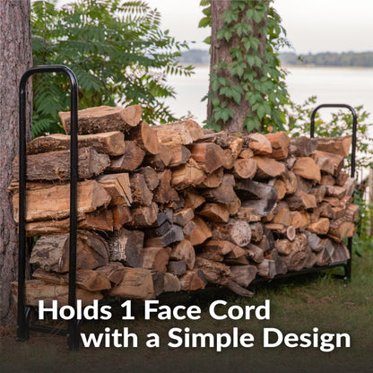 Sunnydaze 8-Foot Firewood Rack with Cover - Outdoor Wood Storage - Heavy-Duty Steel Log Holder - 1500-lb Capacity