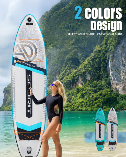 SPORIT 11'6" x 35" Extra Wide Inflatable Paddle Board for Adults, 450 lb Capacity Wide Stable Stand Up Paddle Board, 2–3 Person SUP, Heavy Duty 22 PSI, US Fin, Kayak D Rings, Large Stable Paddleboard