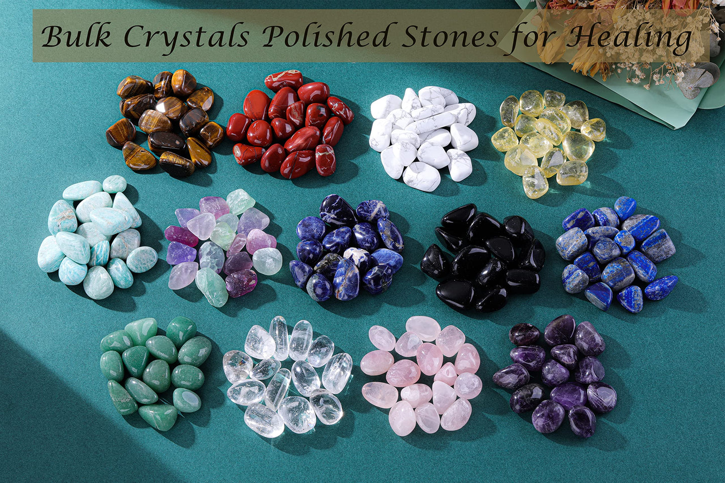 Top Plaza Bulk Amazonite Crystal Stones Real Natural Amazonite Reiki Healing Gemstones Small Tumbled Polished Stones for Energy Witchcraft Therapy Meditation Crystal Decorations 0.22Lb