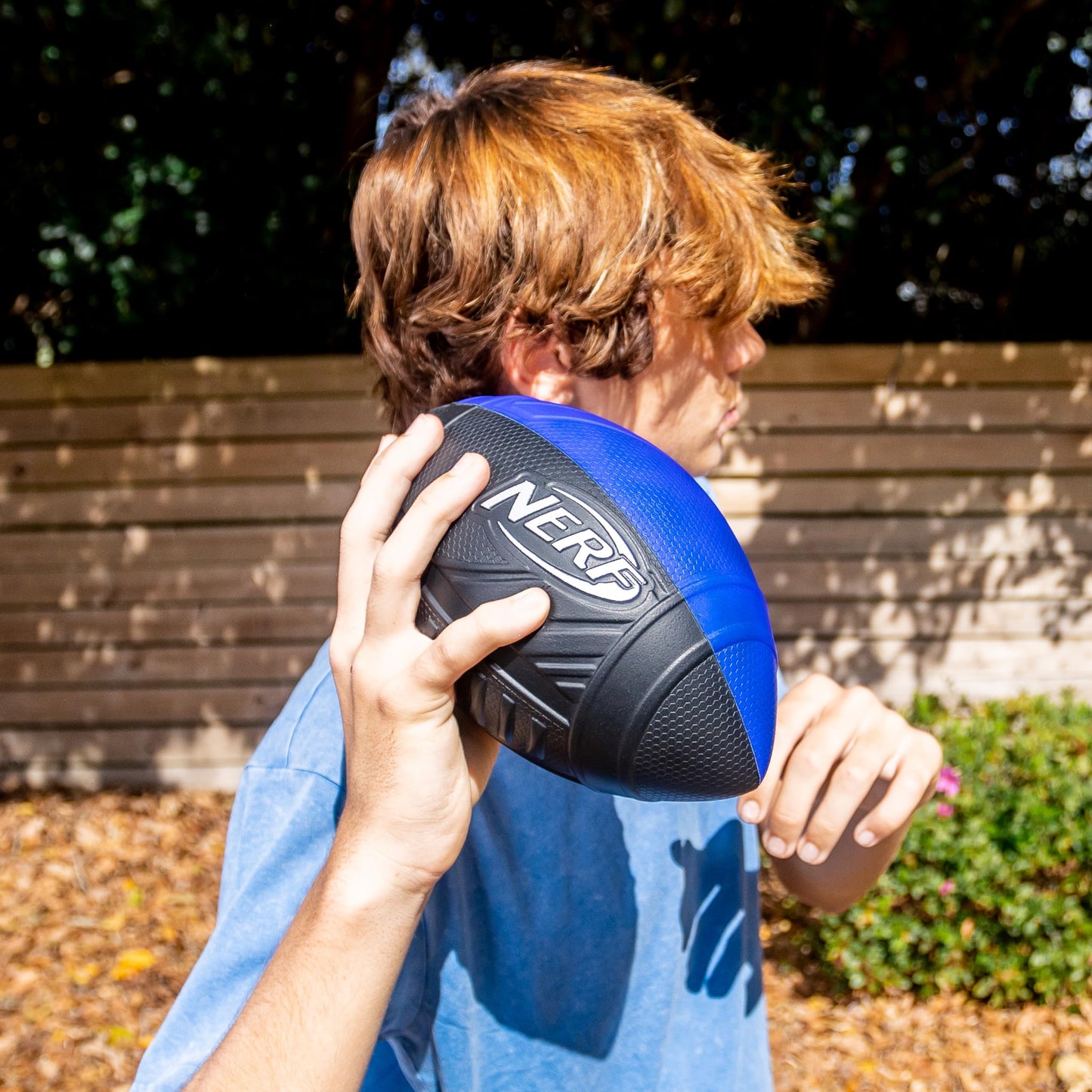 Nerf Pro Grip Football, Blue, Classic Foam Ball, Easy to Catch & Throw, Sports Toys, Christmas Gifts or Stocking Stuffers for Kids