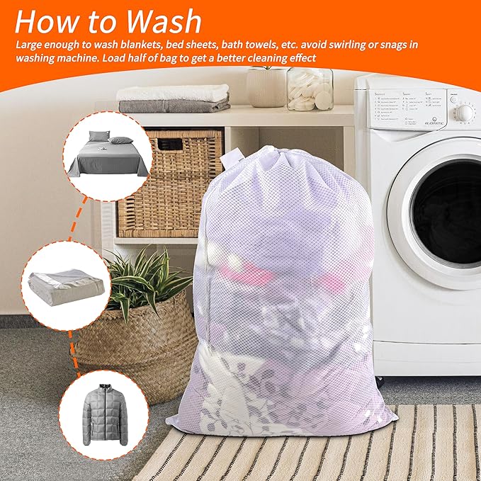 Polecasa Extra Heavy Duty Large Diamond Mesh Laundry Bags