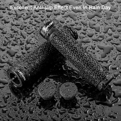 Hapleby Premium Bike Handlebar Grips, Single Lock-on Professional Mountain Bicycle Handlebar Locking Grips with Anti-Slip, 2PCS Screw and 2PCS Allen Wrench for Free