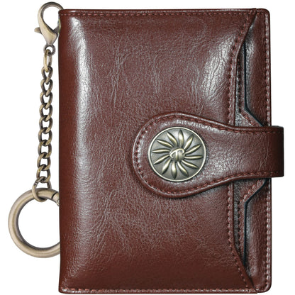 Travelambo Small Womens Wallet with 2 ID Windows, RFID Blocking Bifold Leather Card Holder Purse with Zipper Coin Pocket