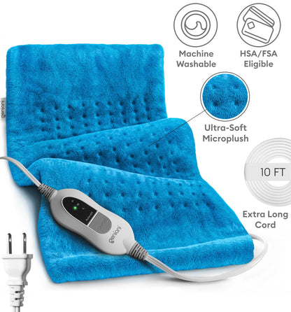 GENIANI Electric Throw - XL Electric Heating Pad for Back Pain & Cramps Relief, Birthday for Women Men Auto Shut Off, Machine Washable, Heat Pad for Neck & Shoulder, 12×24", Tabby Gray