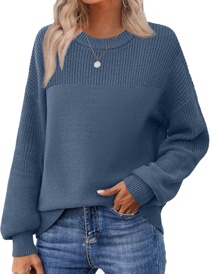 Zeagoo Women's 2025 Fall Chunky Knit Sweater Oversized Crewneck Long Sleeve Winter Cotton Pullover Sweaters Jumper Tops