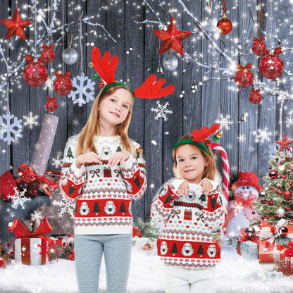 LIVUCEE 8X10FT Christmas Wood Wall Photography Banner Backdrop Winter Holiday Snowflake Xmas Tree Wood Floor Background Party Supplies Decor Photoshoot Studio Booth Props