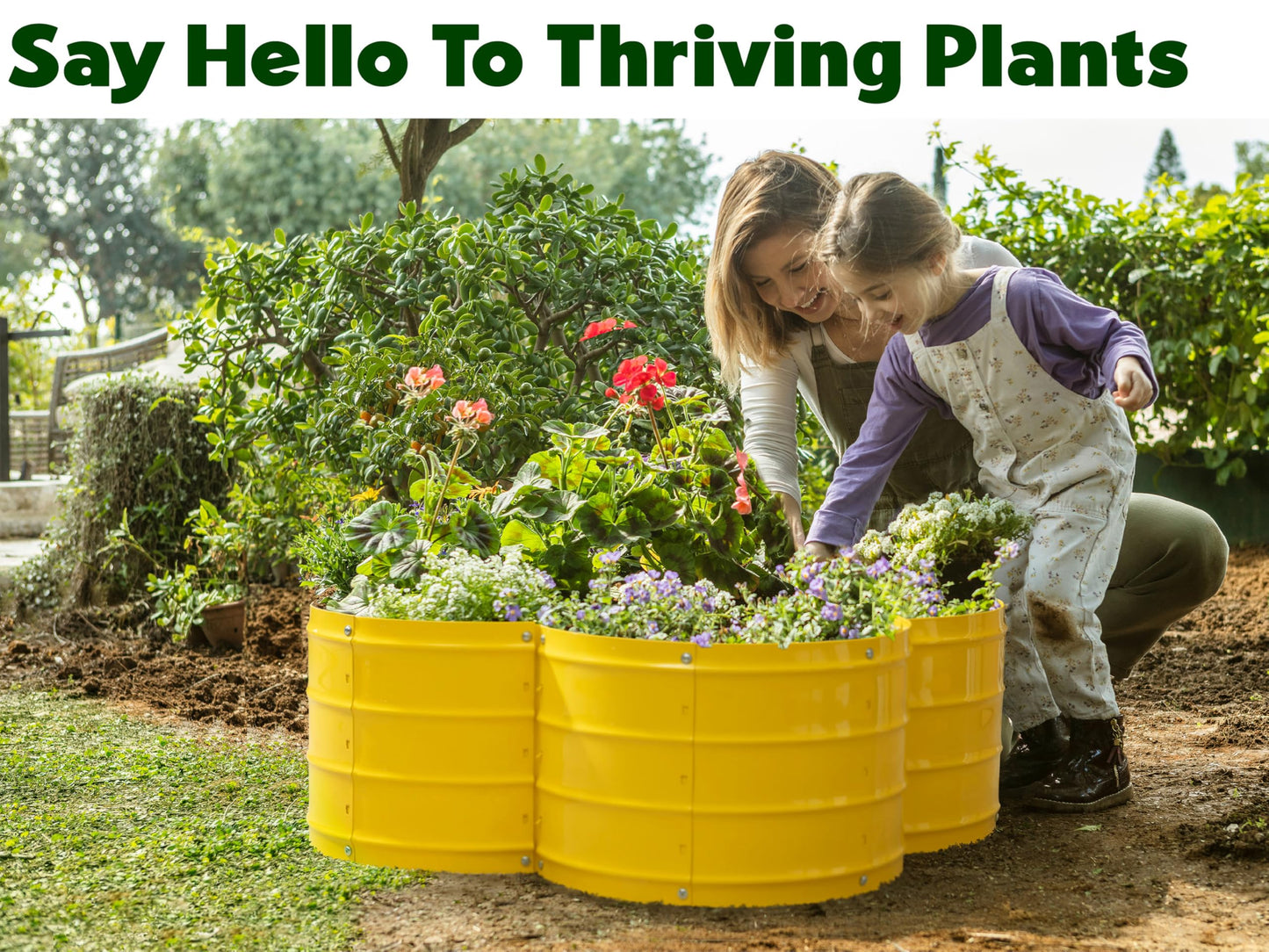 Plant & Plot Galvanized Raised Garden Beds Outdoor // 3×3×1 ft Planter Raised Beds for Gardening, Vegetables, Flowers // Large Metal Garden Box (Yellow) // Patented Tool-Free Design