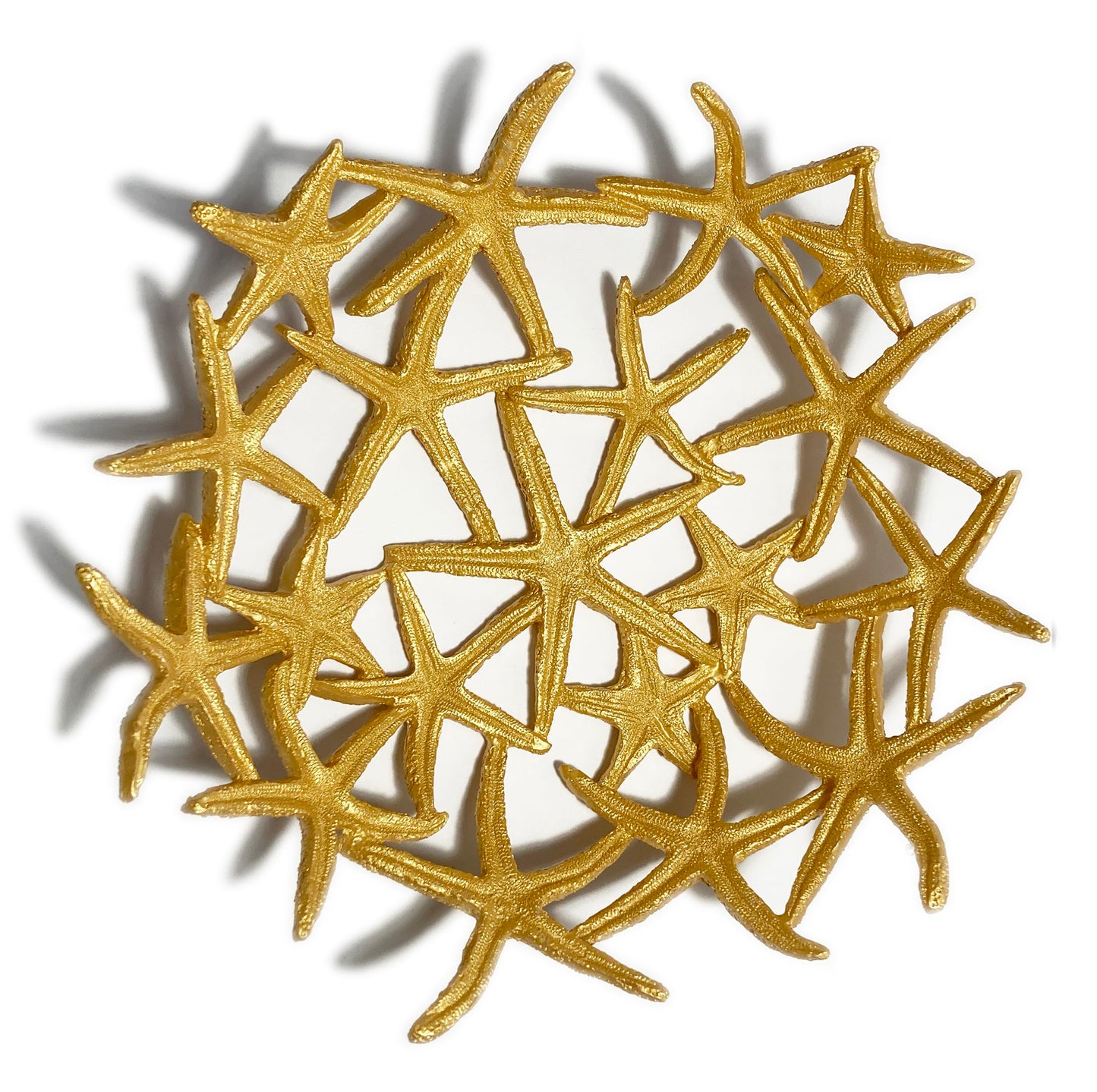 Mazeology Nautical Beach Seashore Starfish Centerpiece Bowl 11” Diameter Cast Resin Decorative Shiny Gold