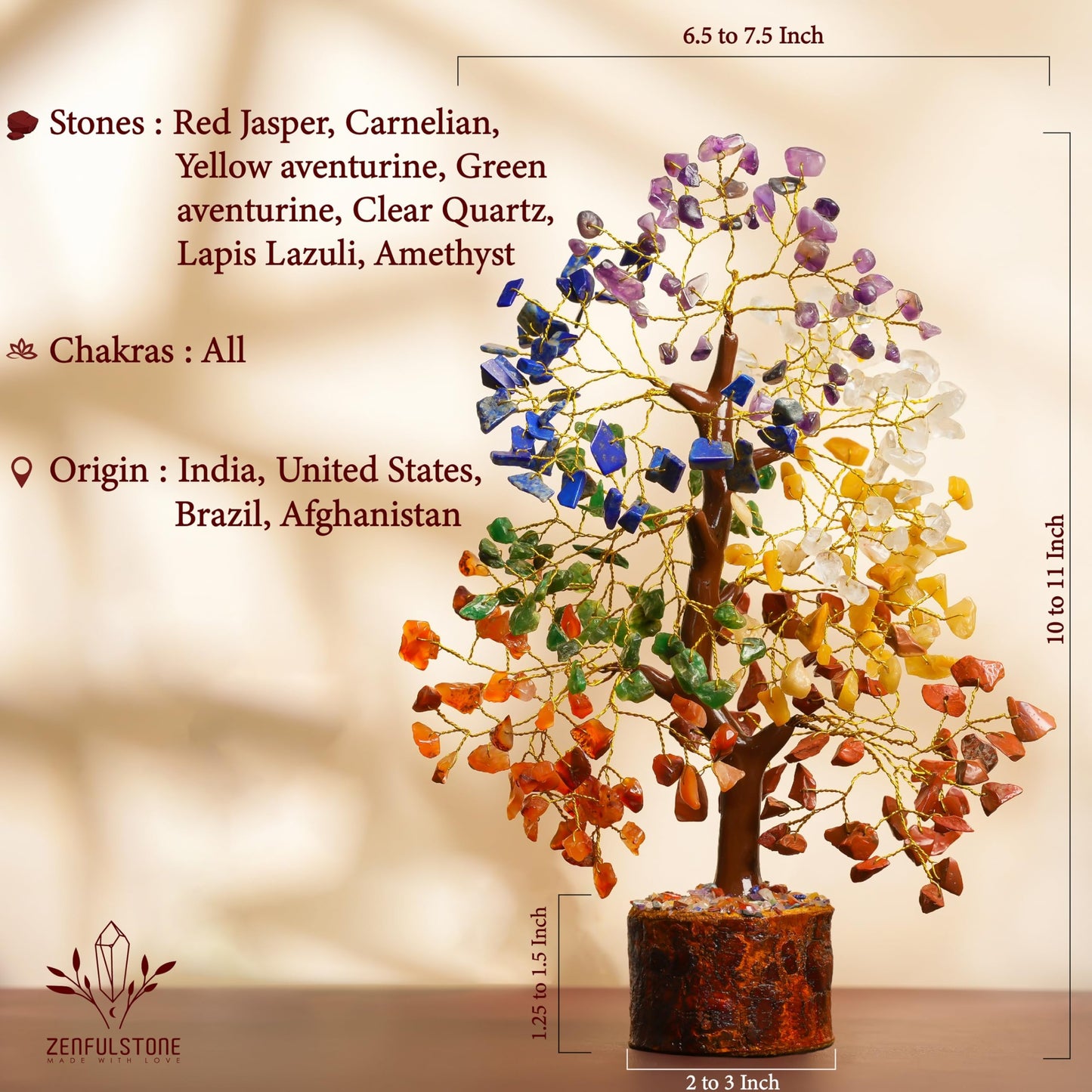 7 Chakra Tree of Life Crystal Tree - Gemstone Healing Tree for Positive Energy, Home Office Crystal Tree Decor, Chakra Crystal Tree Housewarming - Birthday Gifts for Women, Men, Mom, Sister, Friends