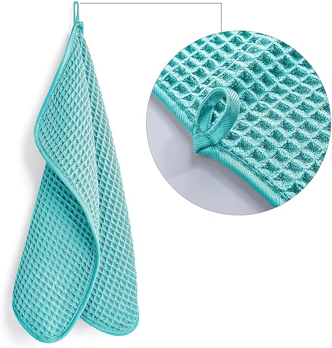 POLYTE 430 GSM Microfiber Lint Free Washcloth Face Towel, 13 x 13 in, 4 Pack