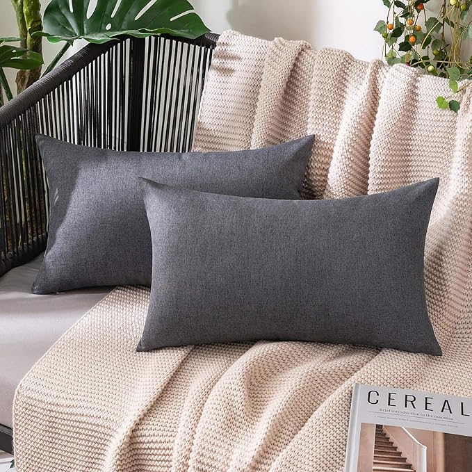 MIULEE Pack of 2 Decorative Outdoor Solid Waterproof Throw Pillow Covers Faux