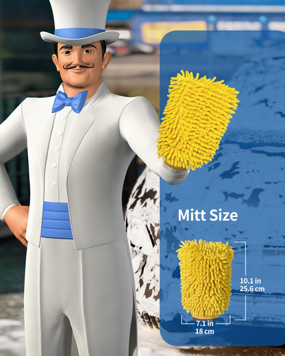 MR.SIGA Microfiber Car Wash Mitt, Pack of 2, Blue & Yellow