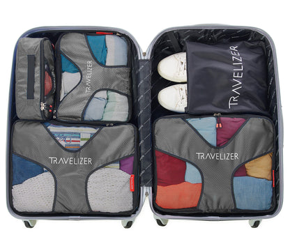 Travelizer - Grey Travel Packing Cubes 5 pcs Luggage Organizer Set for Bag & Suitcase