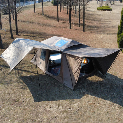 Romantic Camp Inflatable Camping Tent with Pump,8-10 Person Waterproof Blow Up Air Tent for Camping Hiking,Easy to Set Up 4-Season Inflatable House Tent with Oversized Canopy