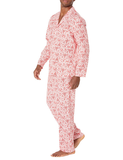 Amazon Essentials Men's Flannel Pajama Set, White Forest, Medium