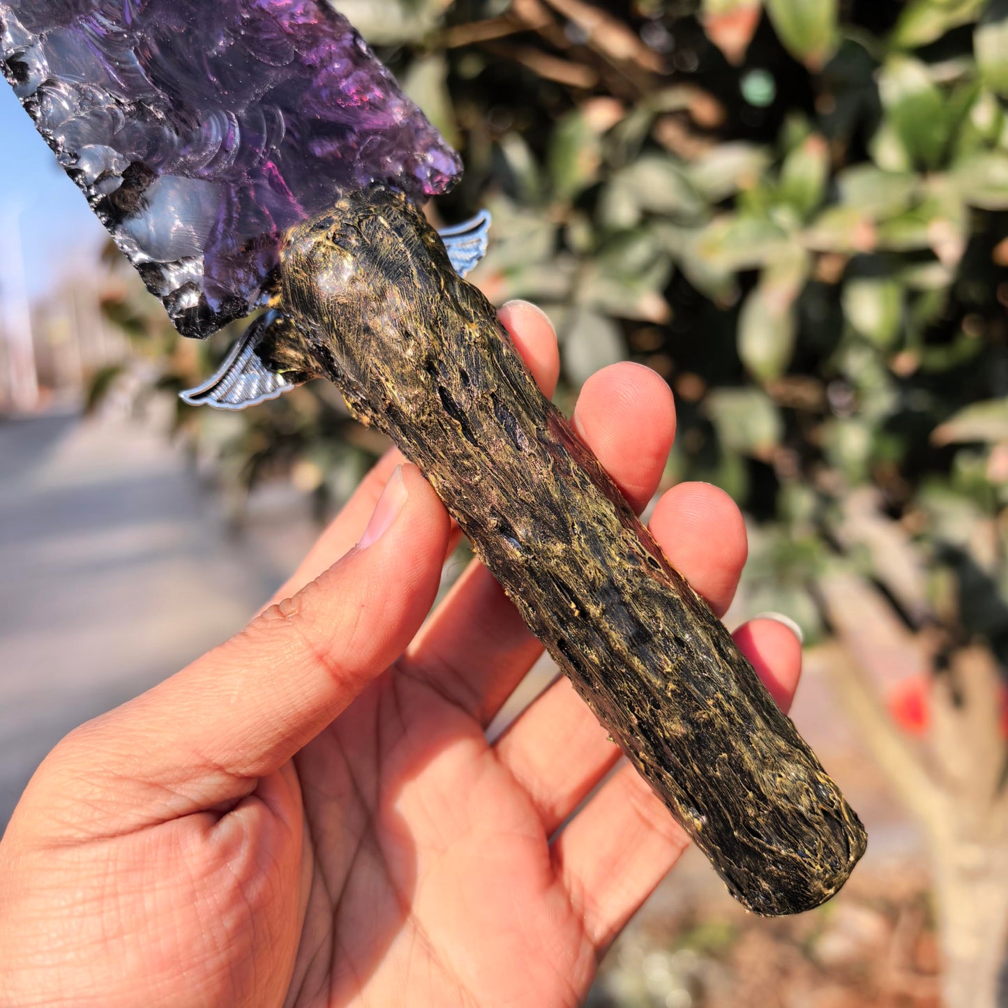 Hand Made Crystal Arrowhead Knife Healing Stone for Chakra Balancing Spiritual Tool, Meditation Gift, Natural Amethyst Opal Obsidian Smoky Quartz Gemstone Home Decor (Amethyst knife 8)