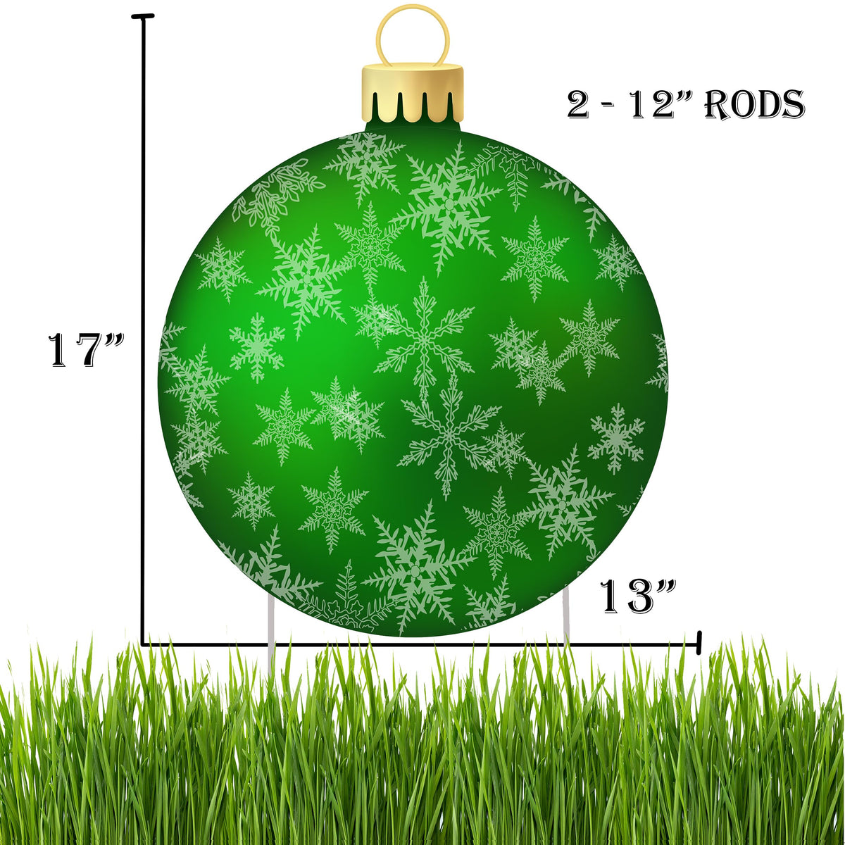 Rogue River Tactical Christmas Classic Yard Sign for Home Decor and Lawn Decoration With Stakes Green Ornament Snowflakes