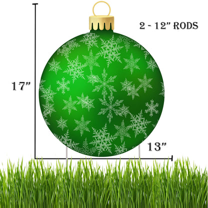 Rogue River Tactical Christmas Classic Yard Sign for Home Decor and Lawn Decoration With Stakes Green Ornament Snowflakes