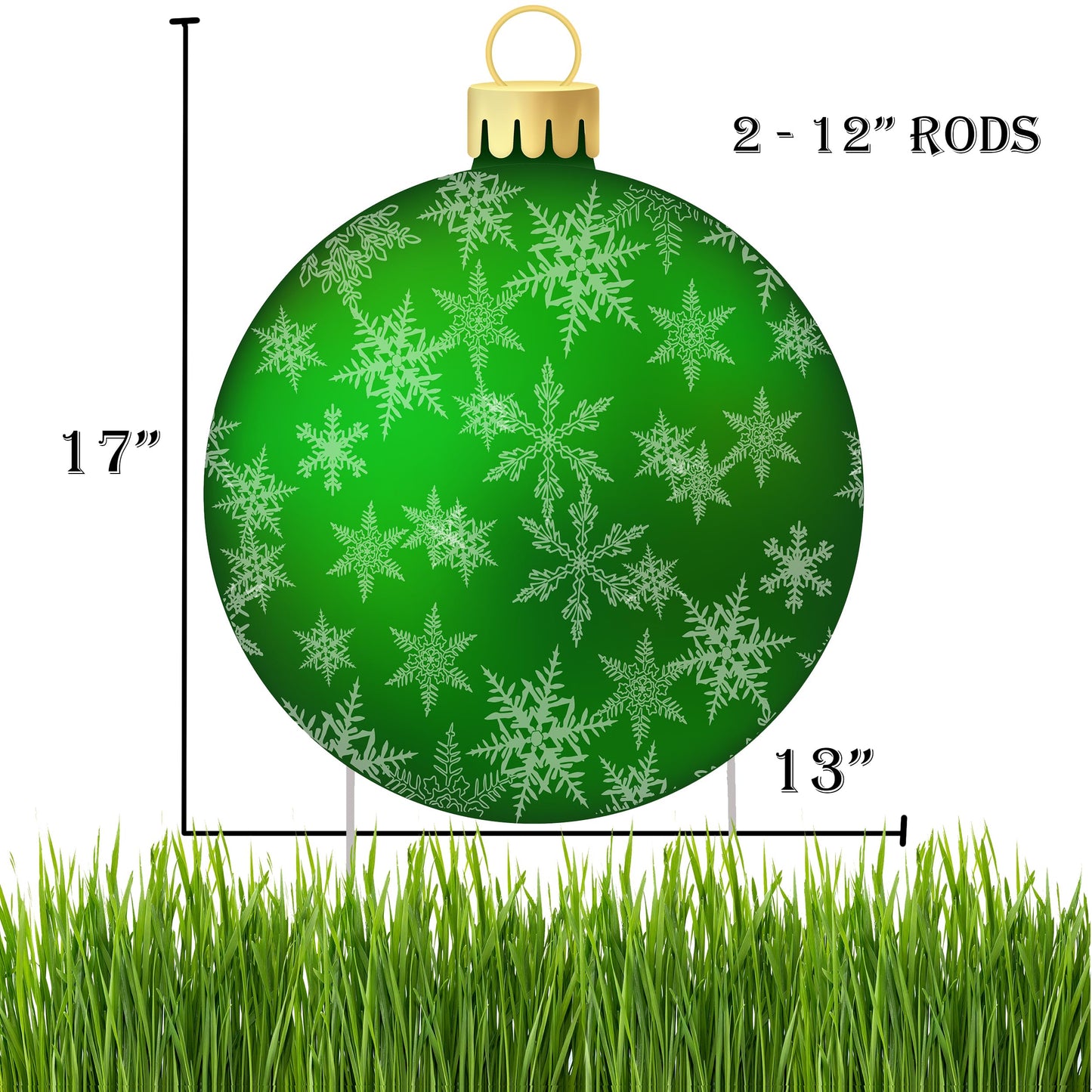 Rogue River Tactical Christmas Classic Yard Sign for Home Decor and Lawn Decoration With Stakes Green Ornament Snowflakes