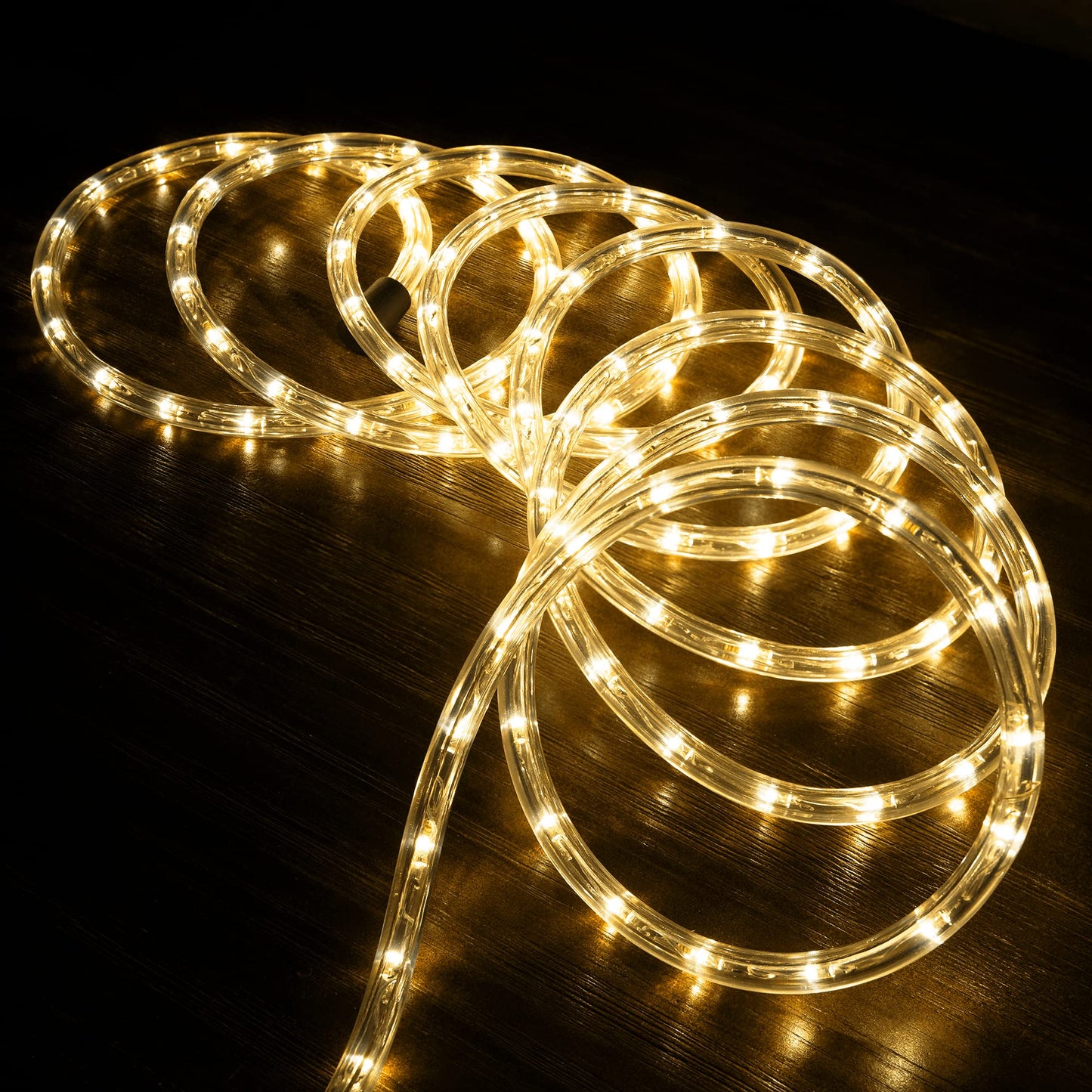 WYZworks 1116LEDs, 100ft LED Outside Rope Lights, Waterproof Permanent Outdoor ETL Certified Connectable Clear Tube, Christmas Palm Tree Holiday Decorative Landscape Patio Accent Lighting - Warm White