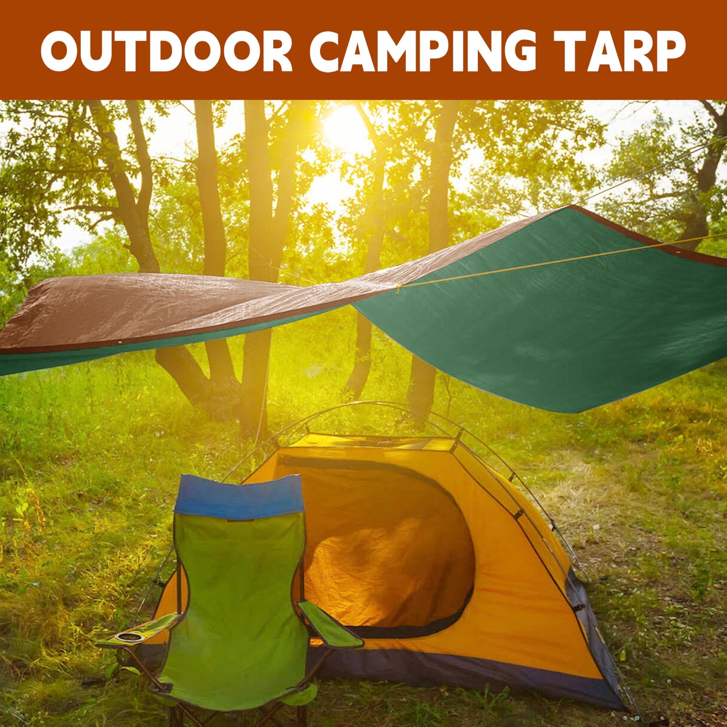 Tarp 40x50 ft 100% Waterproof 7mil Durable Grommets and Reinforced Edges,Uv Resistant,Green/Brown Tarp,Emergency Rain Shelter,Outdoor Cover and Camping Use -by MVPNET