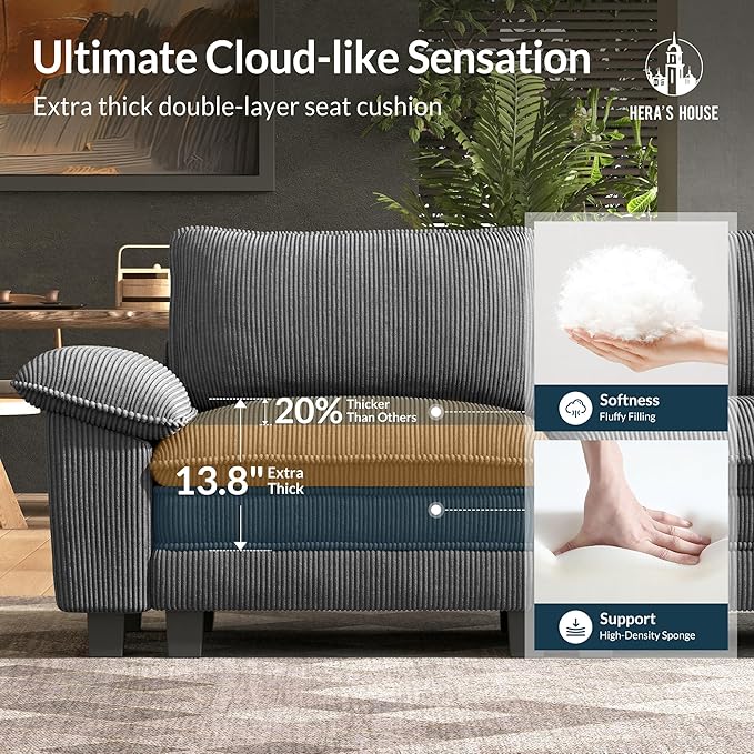 HERA'S HOUSE 124" Modular Sectional Sofa, Oversized U Shaped Couches