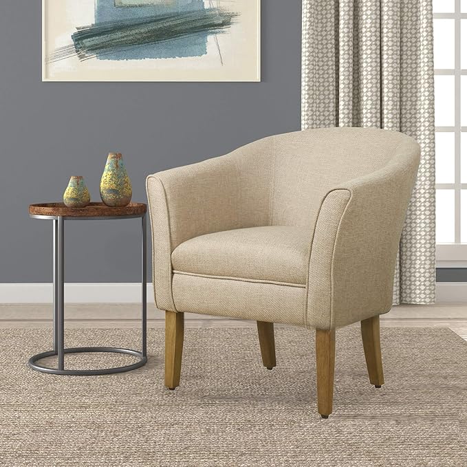 HomePop Barrel Shaped Accent Chair, Light Brown