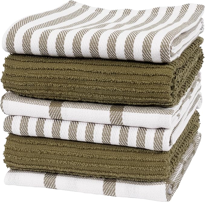 KAF Home Premium Kitchen Towels, Large 100% Cotton, Flat & Terry Absorbent Dish