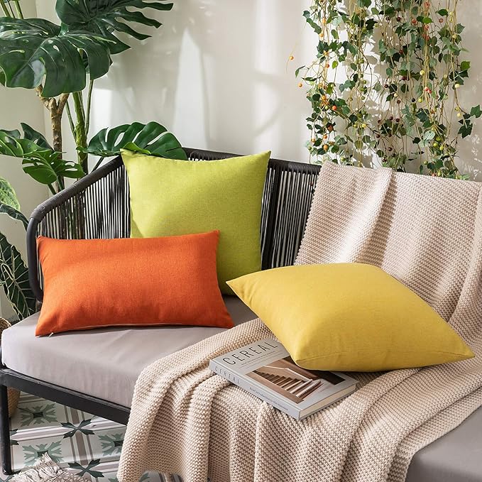 MIULEE Pack of 2 Decorative Outdoor Solid Waterproof Throw Pillow Covers Spring