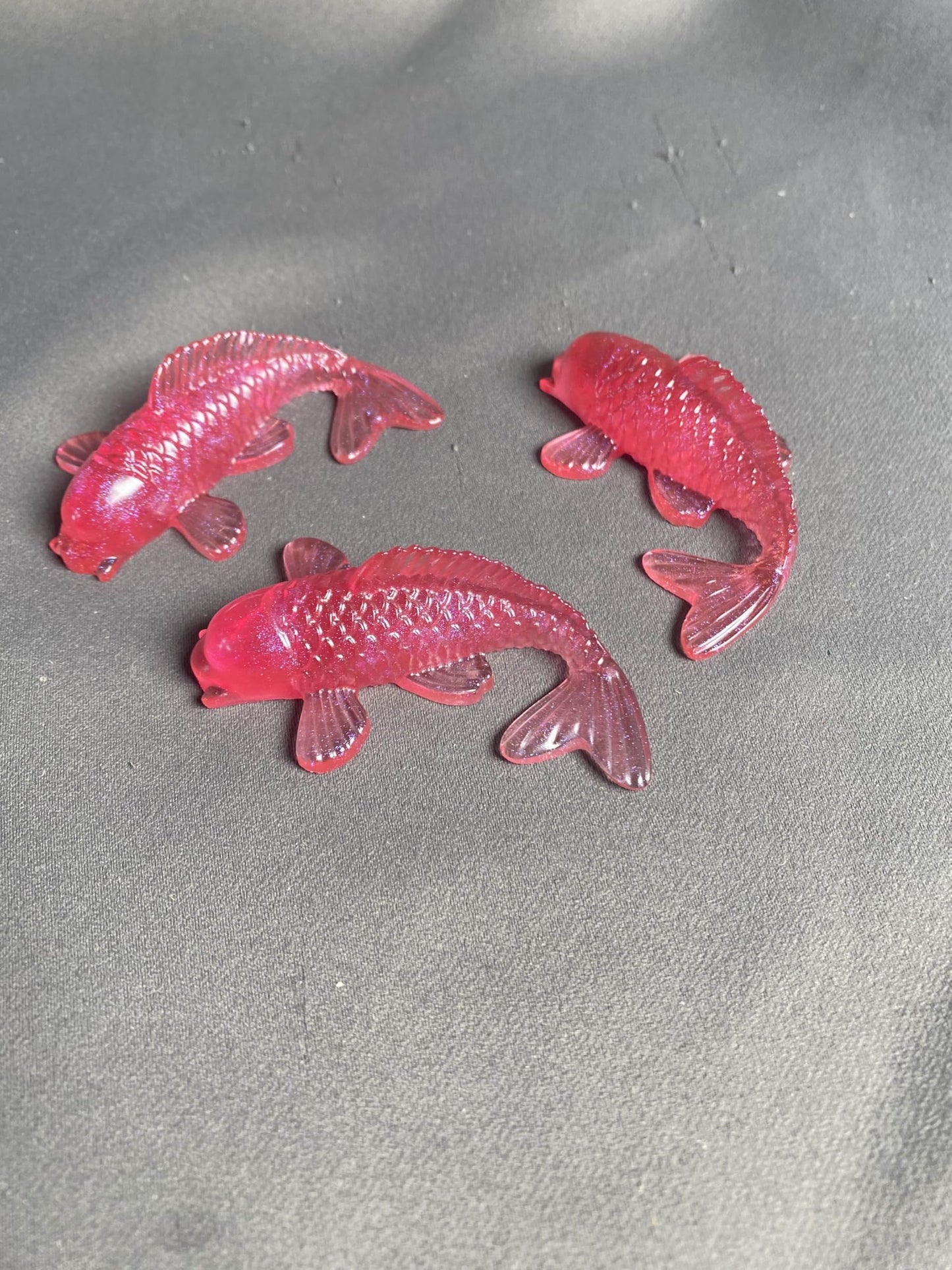 Universal Eminence Oceanic Elegance: Handcrafted Resin Koi Fish Sculptures - 3 Pack (Ruby Red)