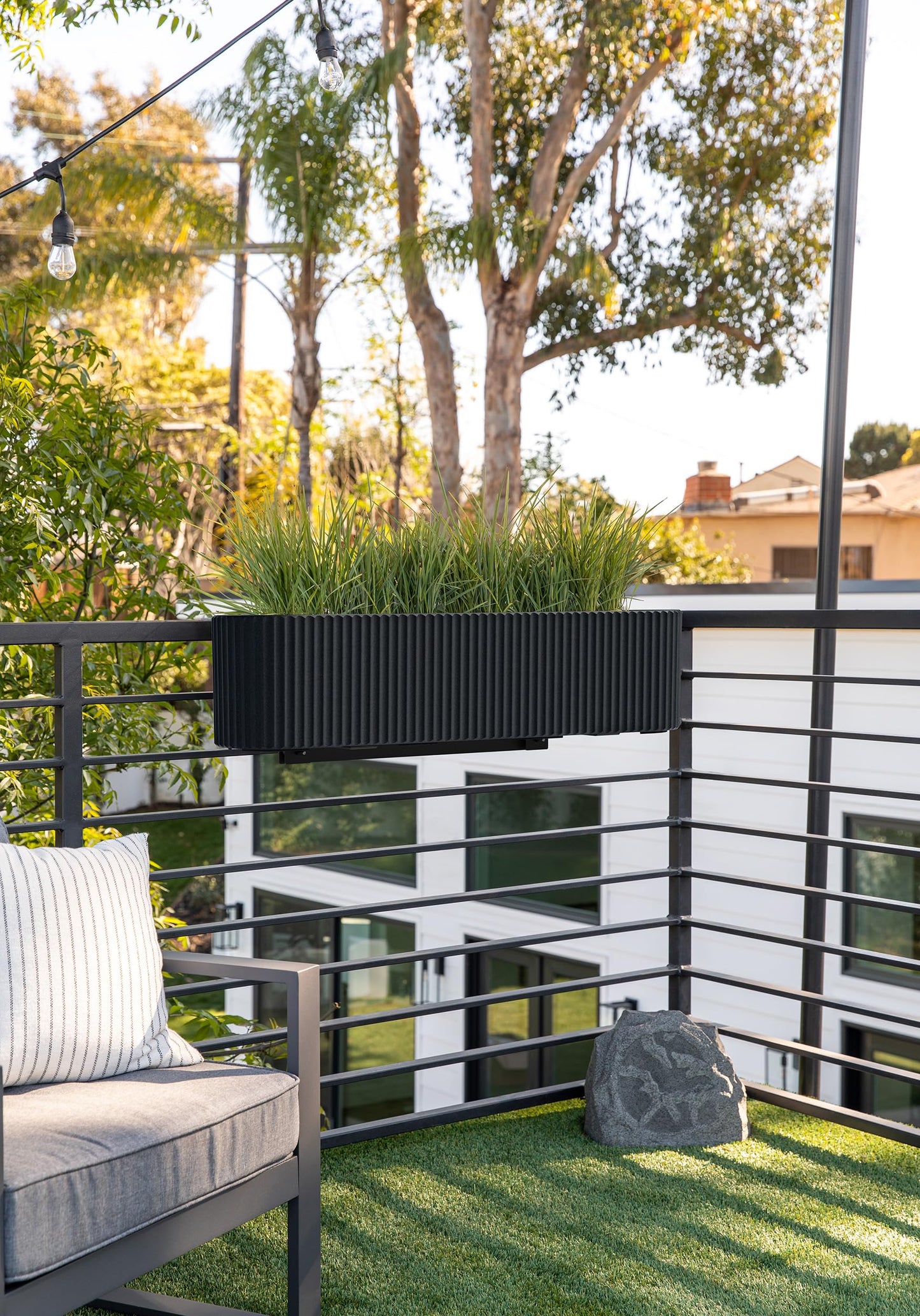 Veradek Demi Series Railing Planter - Hanging Planter Box for Windowsill/Balcony | Plastic-Stone Composite w/Railing Bracket | Modern Décor for Flowers