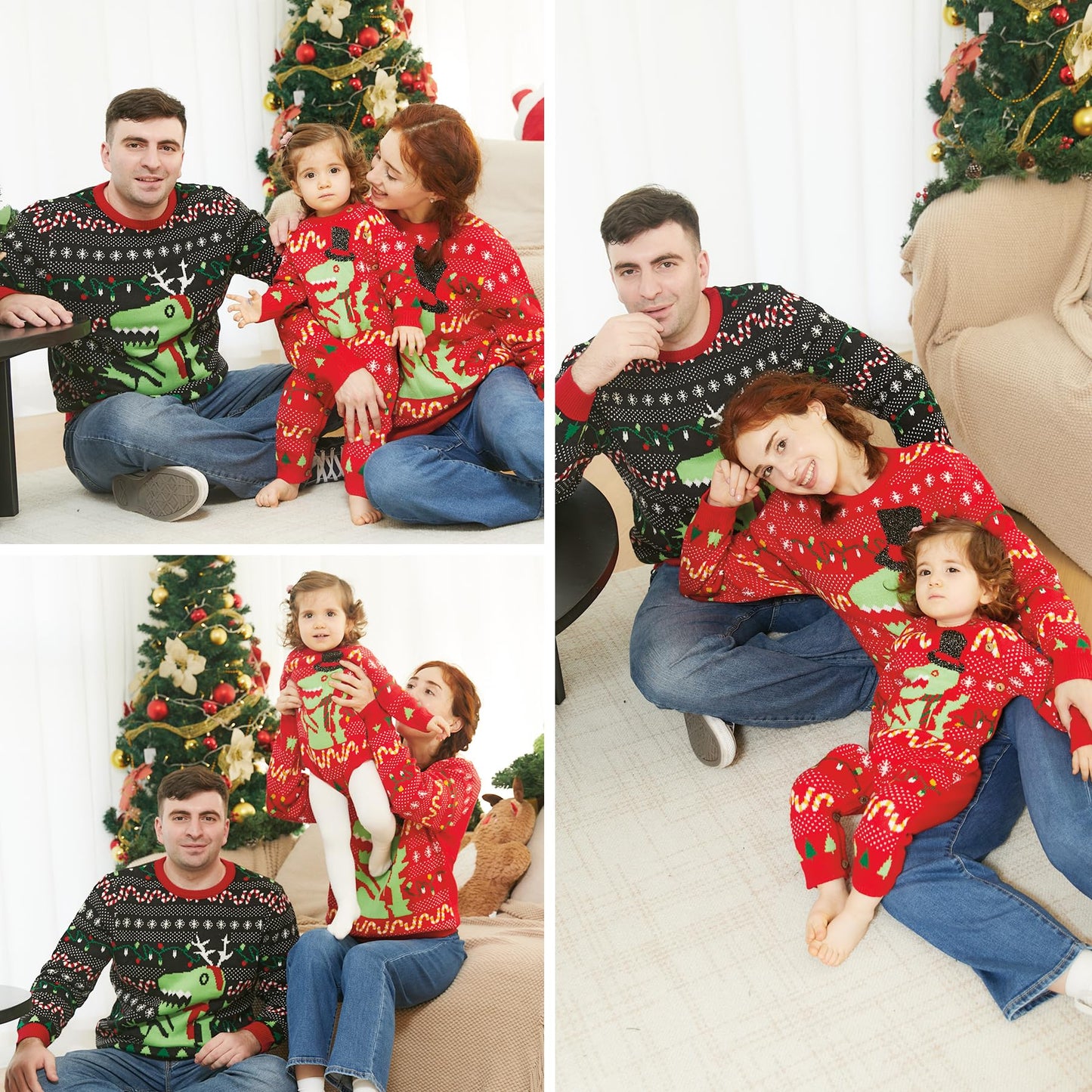 Simplee kids Ugly Christmas Round Neck Sweater Family Matching Outfits for Holiday Party Knitted Pullover,Long Sleeve for Winter 5-6T Kids