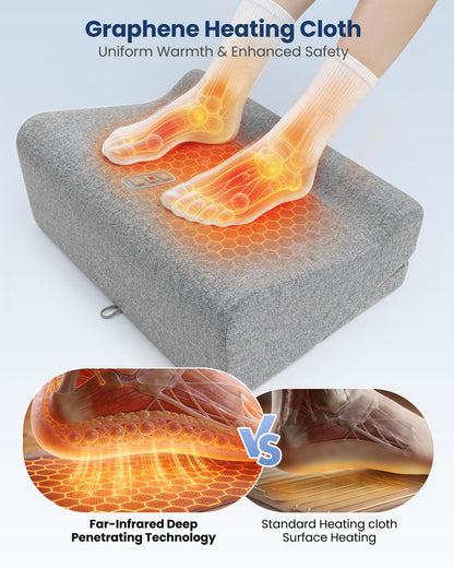 Comfier Under Desk Foot Rest at Work with Graphene Fast Heat Cloth,Ergonomic Heated Foot Stand with 2 Heights & 3 Heat & 3 Vibration,Heel Support for Back,Leg Pain Relief,Office Home,Gift Men,Women