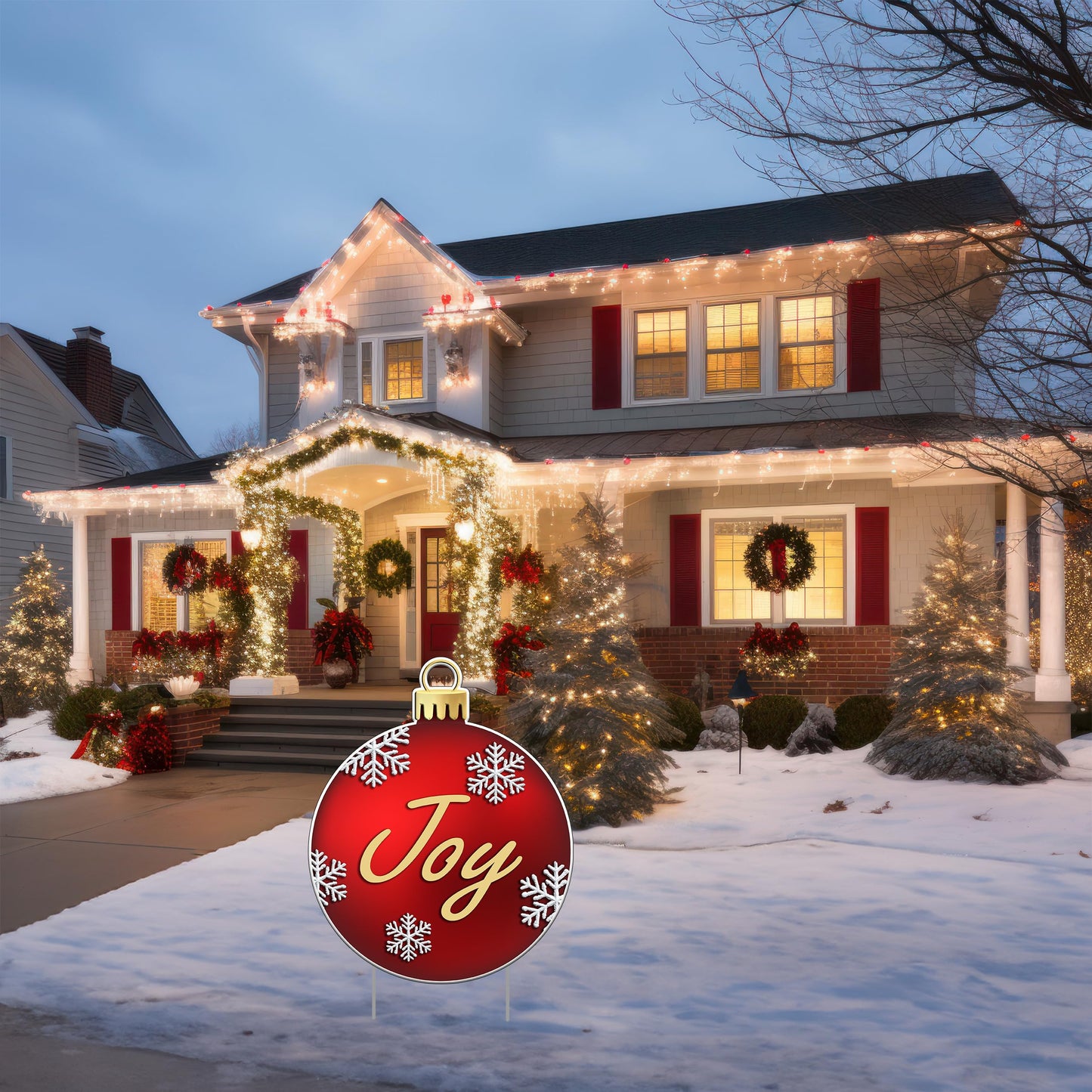 Christmas Ornament Joy Red Classic Yard Sign for Home Decor and Lawn Decoration With Stakes Merry Christmas Sign
