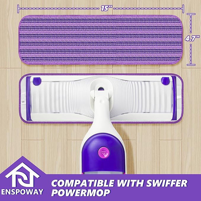 Reusable Mop Refills Pads for Swiffer PowerMop, 4 Pack Power Mop Refill Pads