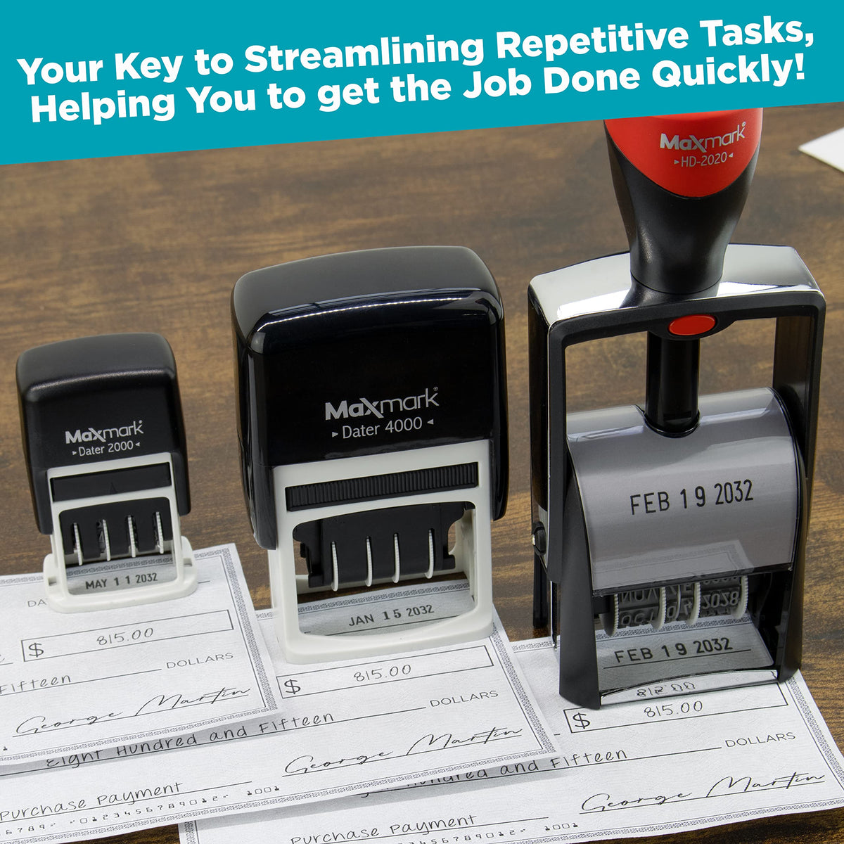 MaxMark 2000 Dater Self Inking Date Stamp - Black